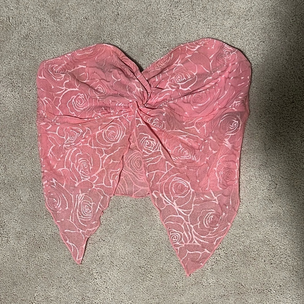 size large pink floral pattern bandeau top